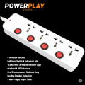 Walton 4 Point Extension Socket – 3,5  Meter Cable – Individual Switch – White Multiplug – Heavy Duty. 