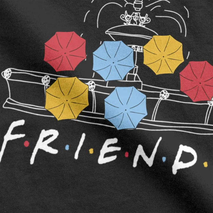 Fountain%20Umbrellas%20Friends%20TV%20Show%20T-Shirts%20Men%20Funny%20100%25%20Cotton%20Tees%20Round%20Neck%20Short%20Sleeve%20T%20Shirts%20Printed%20Tops%20-%20Image%205