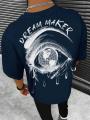 Dream Maker Tearful Earth Printing T-Shirt Men Clothes Summer Loose Tee Cotton Casual Street Tshirt Hip Hop Oversize T Shirts. 
