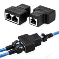 2 Port RJ45 Splitter Adapter LAN Network Ethernet Extender Connector Plug Lot 1pcs - Black. 