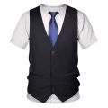 Funny Fake Suit 3D T shirt Tuxedo Bow Tie 3D Printed T shirts Men Summer Fashion Short Sleeve Streetwear Fake Suit Vest Tshirt.