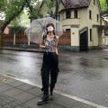Gothic Cargo Pants Women Black High Waisted Pants Hippie Streetwear Kpop Oversize Mall Goth Trousers For Female BQ.