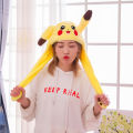 【7Rings Store】（NEW）60cm Pikachu Hat Ears Moving Up Bag Plush Cap Birthday. 