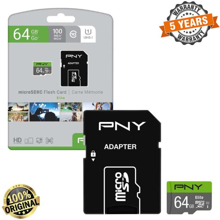 PNY Elite Class 10 U1 64GB microSD Memory Card - memory card for Smartphones, tablets, action & surveillance cameras, drones, computers - class1Pny High Speed 64Gb Micro Secure Digital Memory Card Practical Durable Memory Cards, Pny Memory Card, Pny 64Gb