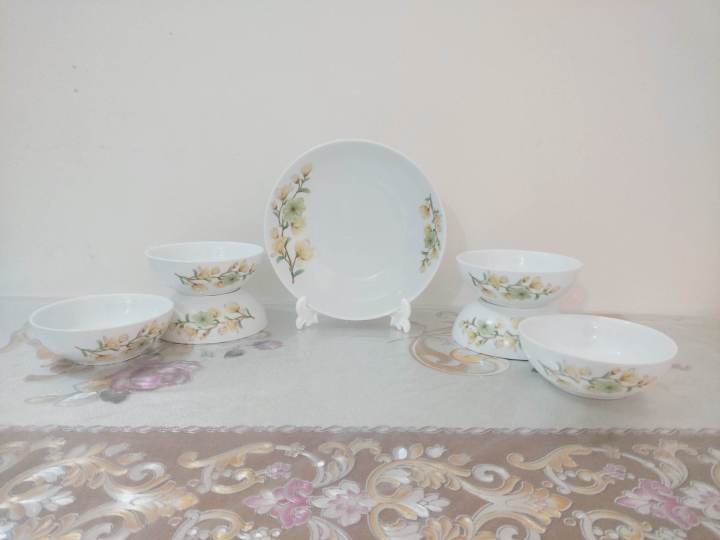 Ceramic%207%20Pcs%20Deep%20Curry%20Bowl%20Or%20Snack%20Bowl%20Set.%20Soup%20Bowl,%20Rejala%20Bowl%20Set,%20Gift%20And%20Home%20Decoration%20-%206%20Pcs%20Ceramic%20Curry%20Bowl/Bati%20Off%20White%20With%20Print.%20-%20Image%206