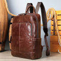 Leather backpack men's large capacity sense of luxury simple light travel bag business casual backpack travel computer book. 