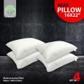 Fiber Head Pillow, Cotton Fabric, White (16"x22"), Set of 4. 