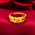 New twist gold sand gold living ring women's fashion ancient ring trendy style women's ring retro style.