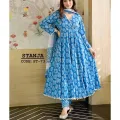 New Exclusive Swiss Cotton Gawon Three Piece With Salwar And Orna, Gown Long Kurti For Women, Girls - Tops For Girls Long Kurti. 