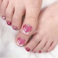 Glitter Crystal French Press On Toenails Diamond Decor False Toe Nails Square Head Artificial Nails Patch For Feet.