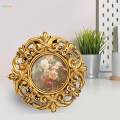 Resin Photo Frame Tabletop or Wall Display Decors, Hand Carved Floral Picture Frame with Easel Stand and Hook for Hallway, Bedroom, Wall Decor.