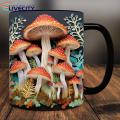 Ceramic Mushroom Mug 3d Mushroom Print Coffee Mug Heat Resistant Ceramics Portable Colorfast Office Kitchen Mug 300ml Capacity White Ceramic Mug.