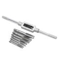 8pcs Thread Metric Machine Hand Screw Thread Plug Taps Set M10 M12 with 1pcs Adjustable Tap Wrench 1/16-1/2''. 