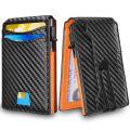 Carbon fiber soft men's anti infringement high-end feel wallet leather.
