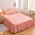 Korean Style Bed Skirt One-Piece Princess Style Bedspread-Style Mattress Cover Protective Cover Non-Slip Bedspread Solid Color Bed Sheet One-Piece。.