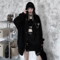 gothic clothes Harajuku Hoodies Devil Horns Sweatshirts zip up hoodie Loose Pullovers Long Sleeve Tops Streetwear. 