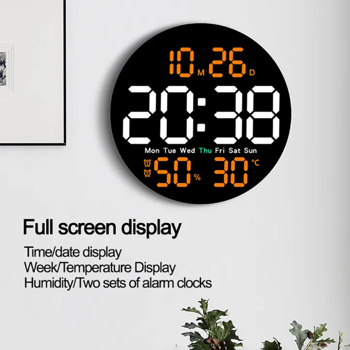 Qiunery%20LED%20Wall%20Clock%20With%20Remote%20Control%20Auto%20Dimming%2010%20Level%20Brightness%20Digital%20Alarm%20Clock%20For%20Home%20Farmhouse%20Office%20-%20Image%207