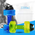 【100%-original】 2.2L Water Bottle Sports Gym Jug Dumbbell Dumbell Shaped Workout Fitness Protein Layor.
