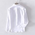 New Designer 100% Linen Long Sleeved Shirt Men Brand Casual Solid White Button Up Shirts for Men Top.