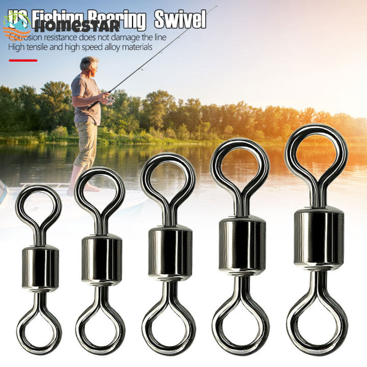 50pcs Stainless Steel Fishing Swivels Set - Barrel Rolling Swivels In 5 Sizes, Tackle Box Organizer