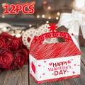 12x Valentine's Day Treat Boxes Portable Paper Box for Dessert Cookie Sweets. 