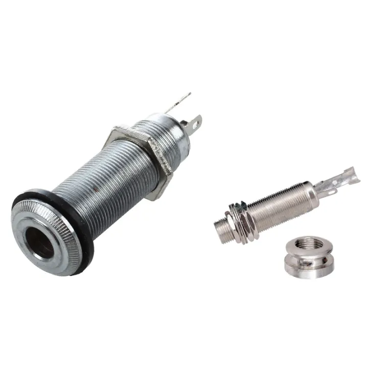 1x%201/4%20Inch%20Chrome%20Cylinder%20Flush%20Mount%20Jack%20&%20A1347%201%20Piece%20Guitar%20Bass%20End%20Pin%20Output%20Jack%201/4%20Inch%20Mono%20or%20Stereo%20-%20Image%202