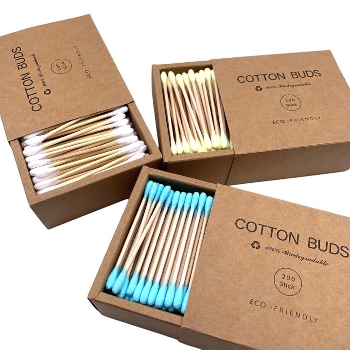 【hot】 200Pcs/ Pack Double Head Cotton Swab Women Makeup Cotton Buds Tip For Medical Wood Sticks Nose Ears Cleaning Health Care Tools