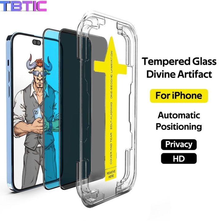 TBTIC One Click Installation Compatible For iPhone 14 Plus 13 12 11 Pro X Xs Max XR Screen Protector With Easy Install Kit Guide Artifact Applicator HD Privacy Full Coverage Screen