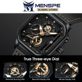 MENSPE Men's Casual Digital Fashion Watch 3ATM Waterproof Quartz Watches Leather Strap Luminous Pointers Wrist Watches with 3 Adjustable Dial. 