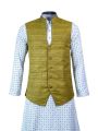 Lubnan Mens Slim Fit Olive Color Cotton Fabrics Koti. 