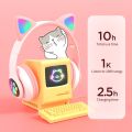 STN28 LED Cat Ear Headset Noise Cancelling Headphones Bluetooth 5.0 Colorful Kids Headset Support TF Card 3.5mm Plug with Mic. 