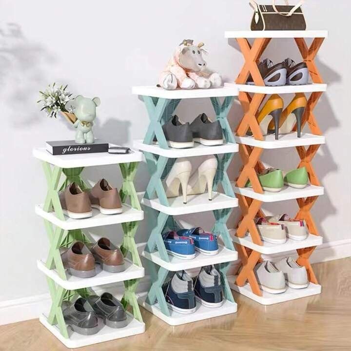 5Layers-New multi-functional household foldable shoe cabinet, home balcony toy foldable storage unit