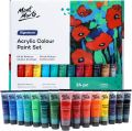 Mont Marte Signature Acrylic Paint Set 24 Vibrant Colors 36ml High Saturation Fine Finish for Artists. 