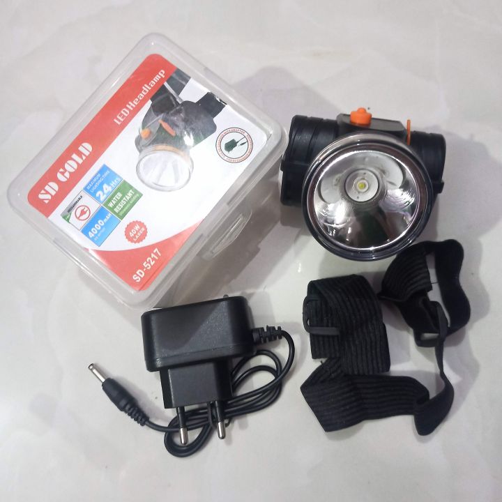 SD GOLD SD-5217 Rechargeable Dual Modes Water Resistant LED Headlamp With Box & Charger