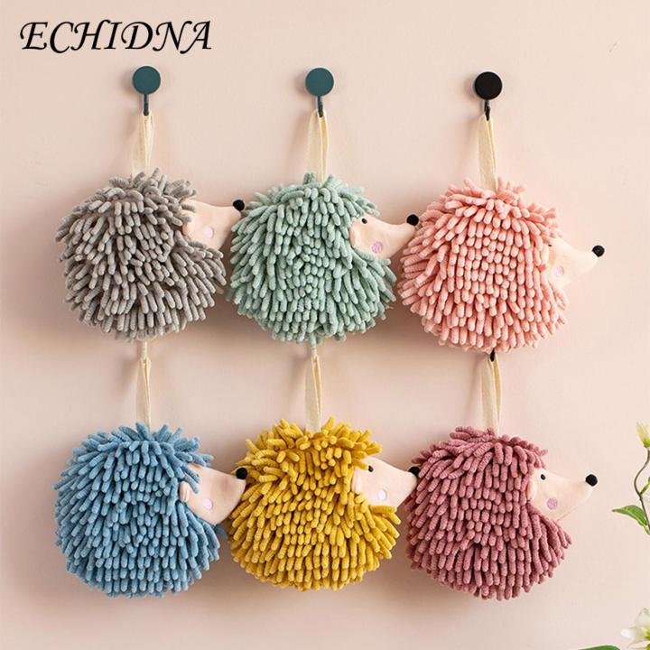Hedgehog Hand Towel 2pcs Cute Hedgehog Fluff Ball Hand Towels Soft Absorbent Microfiber Chenille Towels with Hanging Rope Quick-drying Hand Towel Set Decorative Bathroom Hand Towel