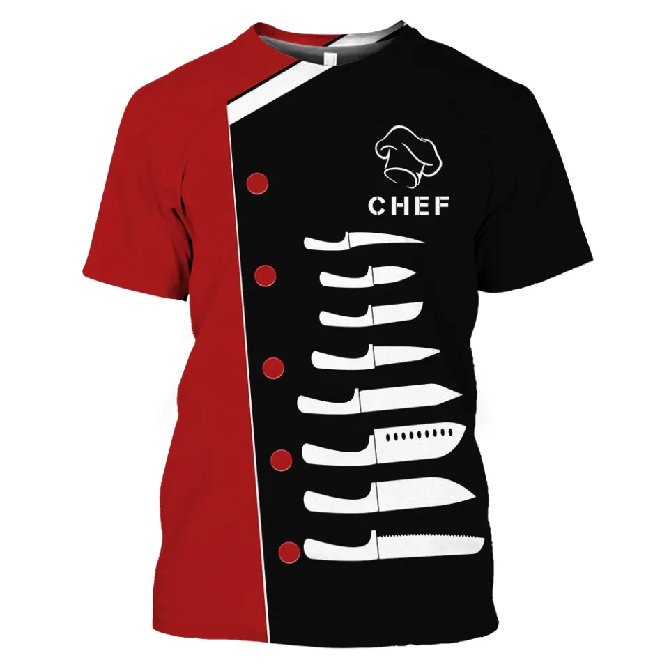Chef T Shirt Suit Cook Print Tee Summer Quick Dry Funny Uniform
