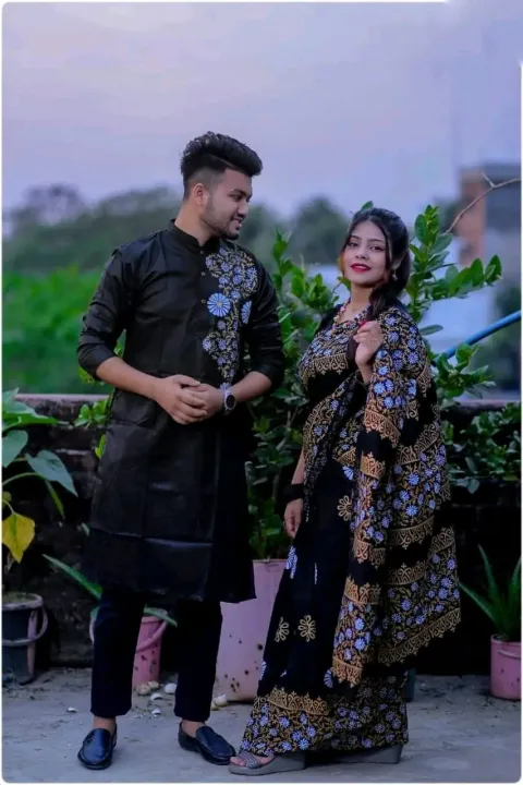Occasional%20Dress/Couple%20Set/Matching%20Dress/Traditionally%20Dress/Sari%20And%20Panjabi-%20Block%20Print%20Saree%20&%20Panjabi%20-%20Sharee%20For%20Women%20-%20Image%202