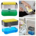 2 In1 Kitchen Liquid Soap Pump Dispenser Sponge Holder Press Countertop Rack With Sponge Holder Kitchen Cleaner.