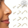 10Pcs Nose Rings Set for Women with Crystal Rhinestone Nostril Stud Piercings Jewelry Surgical Stainless Steel 0.8/1.0mm 18/20g. 