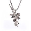 Vintage Unique Peace and War Angel Ak-47 Pendant Necklace for Men Women Fashion Street Punk Hip Hop Statement Jewelry Gift. 