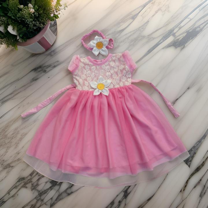 New%20Baby%20Girls%20Fashionable%20Premium%20Quality%20Beautiful%20Party%20Dress%20With%20HAIR%20BAND%20One%20Piece%20Baby%20Dress%20for%201-7%20-%20Image%202