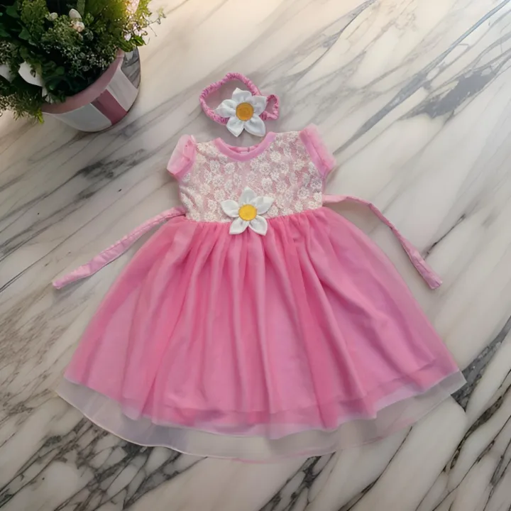 New%20Baby%20Girls%20Fashionable%20Premium%20Quality%20Beautiful%20Party%20Dress%20With%20HAIR%20BAND%20One%20Piece%20Baby%20Dress%20for%201-7%20-%20Image%202