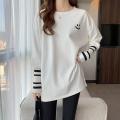 Embroidered Long SleeveTT-shirt Bottoming Shirt for Women Spring Autumn Winter2023New Loose Slimming Large Size Design Blouse Trendy.