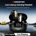 Original Monster MQT52 Bluetooth 5.4 Wireless Earphones 24H Long Battery Life Stereo Headphones Low Latency Gaming Dual Mode Headset Gift. 