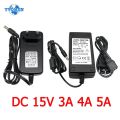 AC DC 15V 3A 4A 5A Power Supply Adapter 220 to 15 Volt Transformer Universal Charger Source for Iight Strip Lamp CCTV Hoverboard.