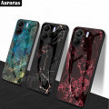 For Xiaomi Poco C65 Phone Case Fashion Marble Pattern Phone Case Tempered Glass Protected Soft Silicone Bumper for Poco C65 Cover Casing HP.