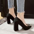 Professional Pointed Toe Pumps Work Mid Heel Black Chunky Heel Comfortable Women's Formal Wear Interview Women's Shoes Work Shoes High Heels Women. 