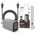 LDNIO 30W PD3.0 usb-c+USB-A fast wall Charger whit Type-C Cable A2527C - Black. 