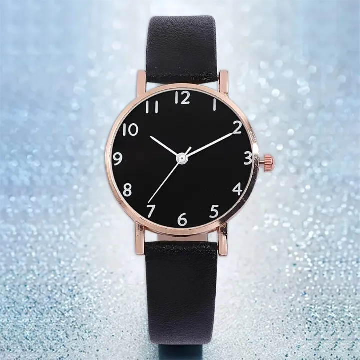 2pcs%20Set%20New%20Watch%20Women%20Fashion%20Casual%20Leather%20Belt%20Watches%20Simple%20Ladies%20Round%20Dial%20Quartz%20Wristwatches%20Dress%20Clock%20-%20Image%203