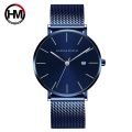 Japan Quartz Calendar Movement Ultra Thin Classic Golden Black Stainless Steel Band Waterproof Men's Top Brand Luxury Watches. 